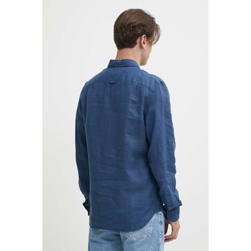 Lněná košile Timberland slim, s límečkem button-down, TB0A2DC32881