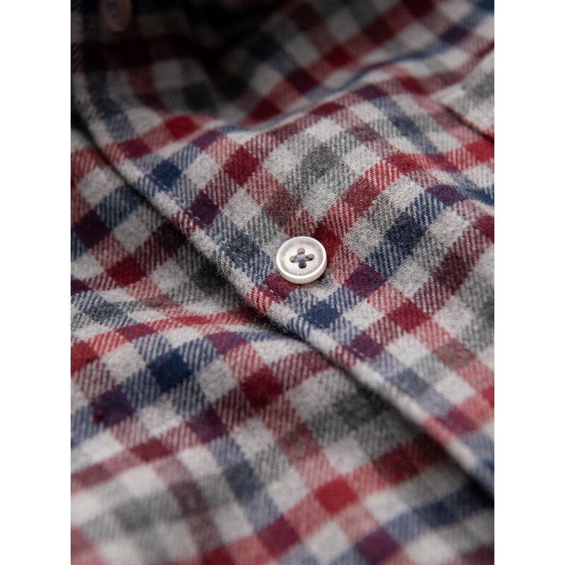 Ombre Men's checkered flannel shirt - navy blue and red