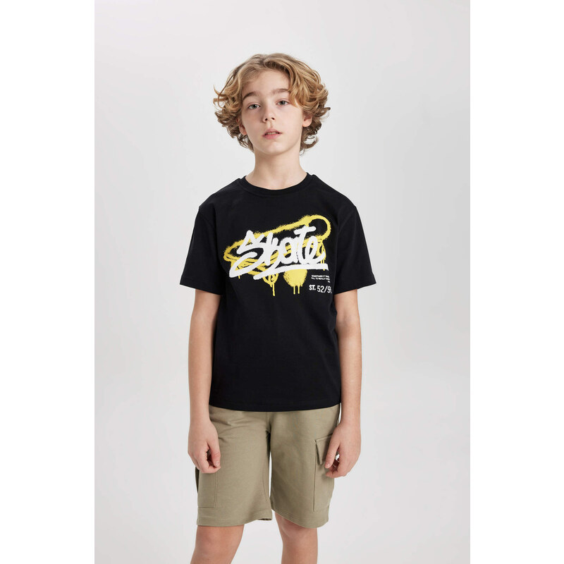 DEFACTO Boy Crew Neck Printed Short Sleeve T-Shirt