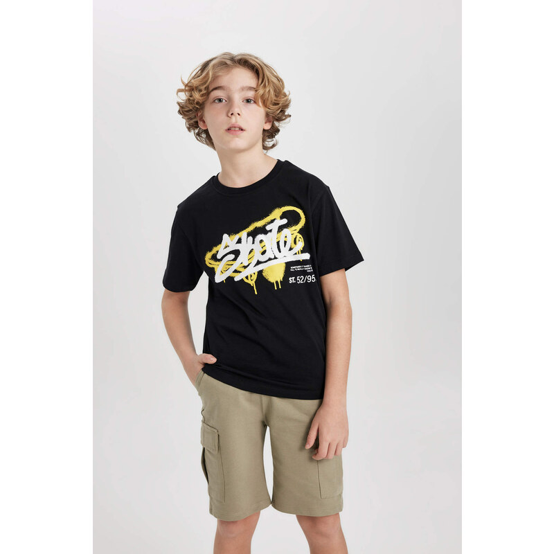 DEFACTO Boy Crew Neck Printed Short Sleeve T-Shirt