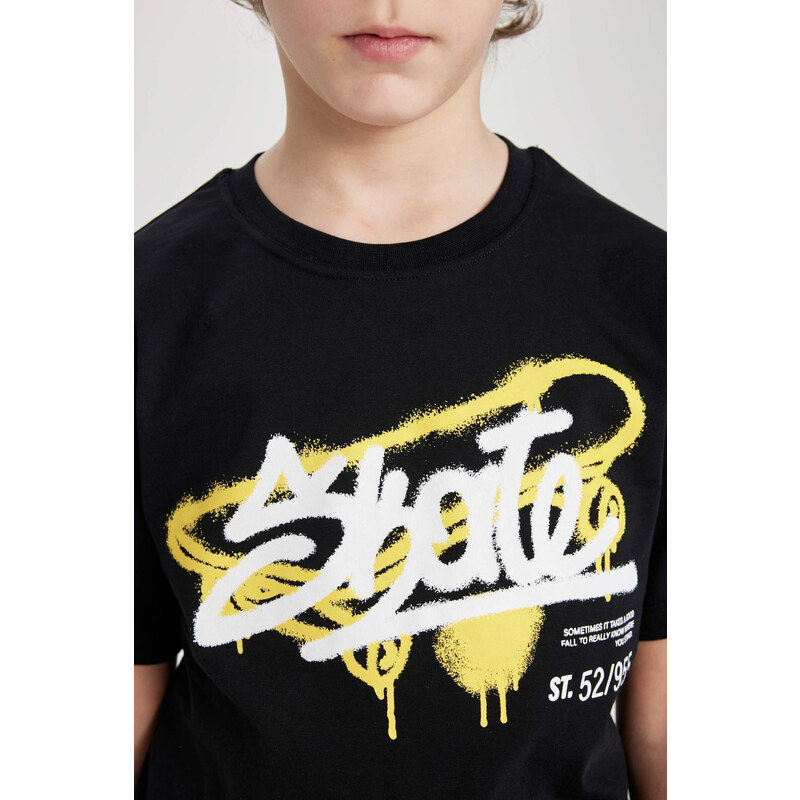 DEFACTO Boy Crew Neck Printed Short Sleeve T-Shirt