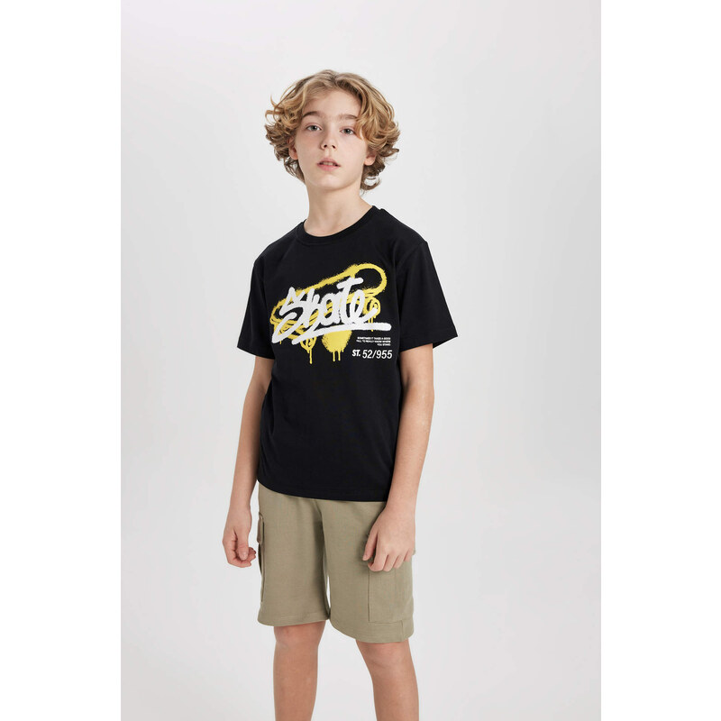 DEFACTO Boy Crew Neck Printed Short Sleeve T-Shirt