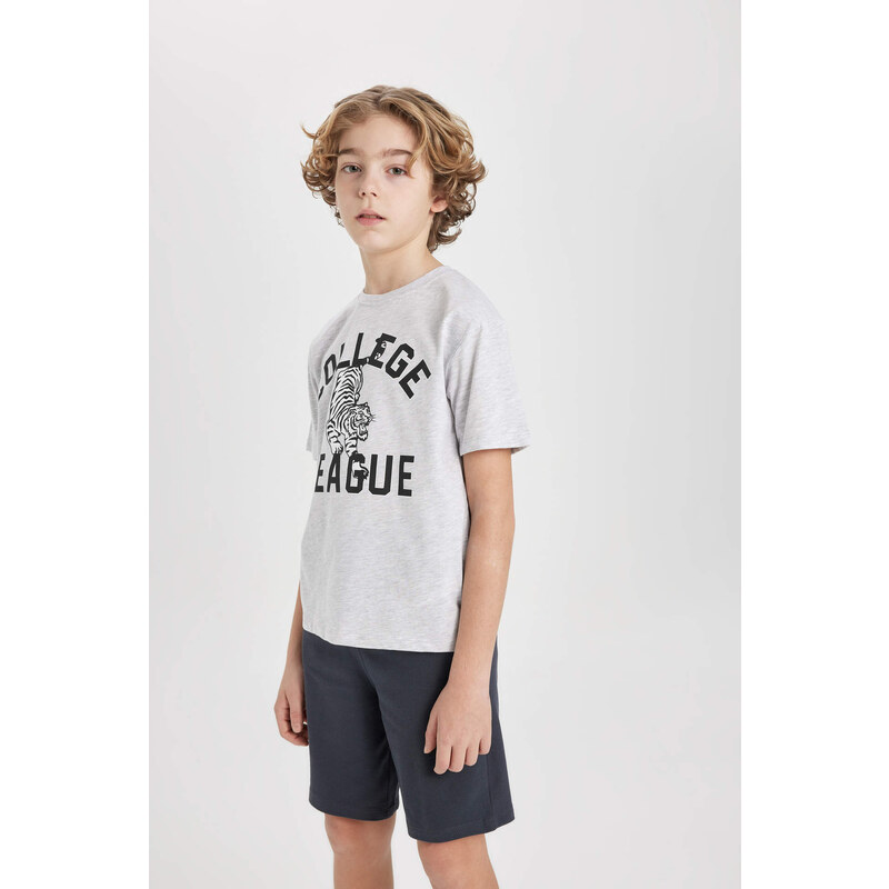 DEFACTO Boy Crew Neck Printed Short Sleeve T-Shirt