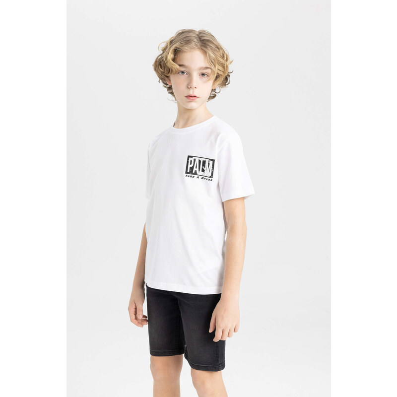 DEFACTO Boy Crew Neck Printed Short Sleeve T-Shirt