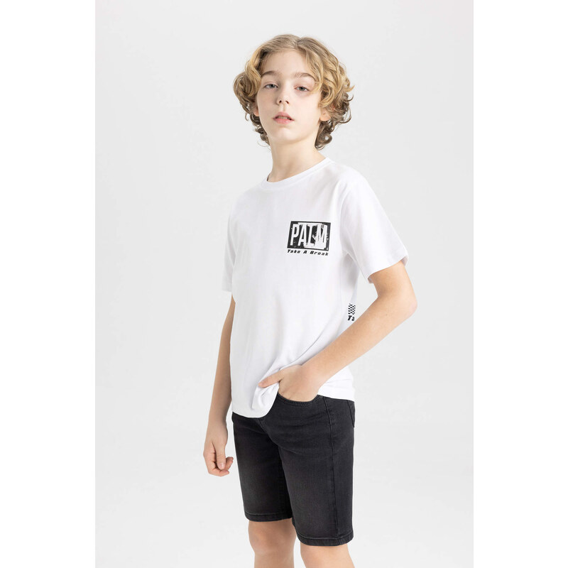 DEFACTO Boy Crew Neck Printed Short Sleeve T-Shirt