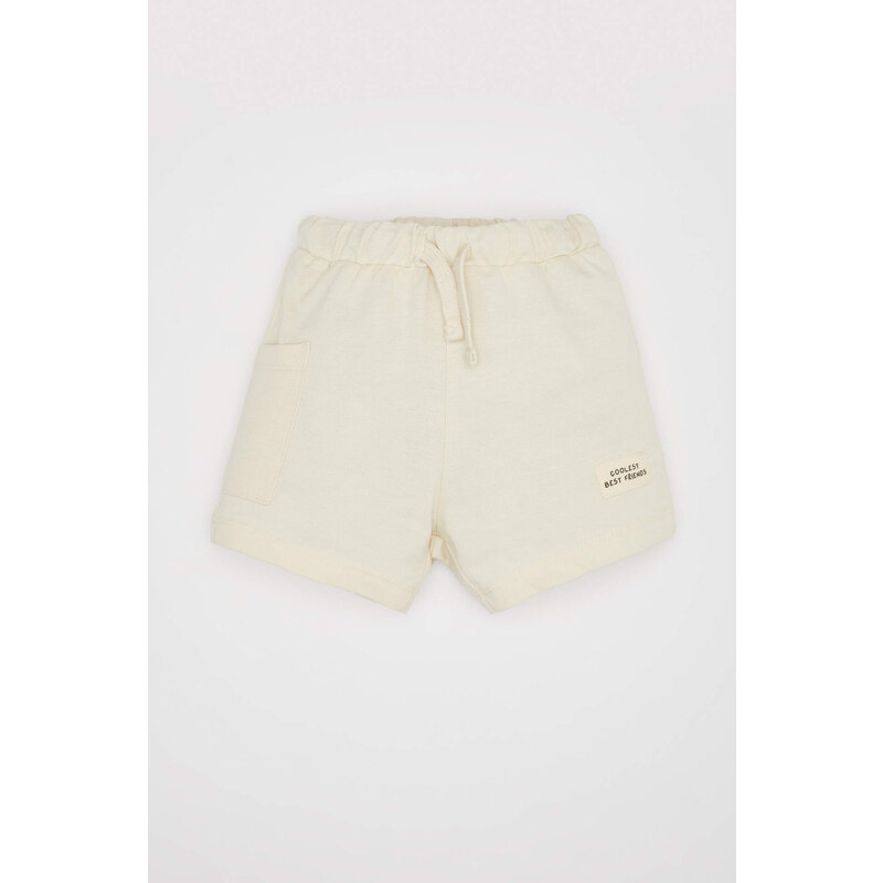 DEFACTO Baby Boy Regular Fit Label Printed Pique Shorts