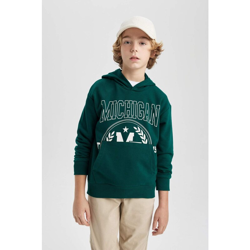 DEFACTO Boy Oversize Fit Printed Hooded Sweatshirt