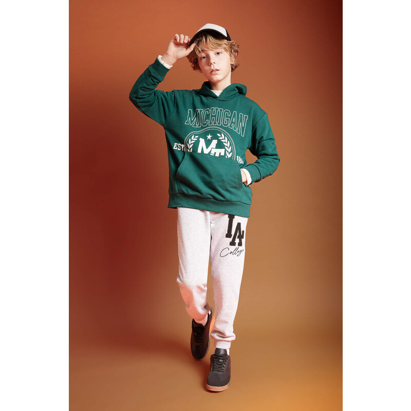 DEFACTO Boy Oversize Fit Printed Hooded Sweatshirt