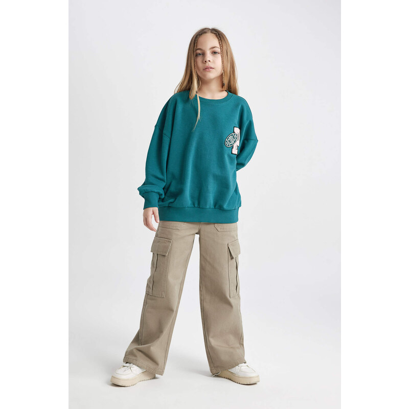 DEFACTO Girl Oversize Fit Crew Neck Sweatshirt