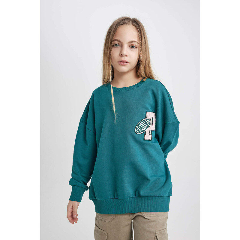 DEFACTO Girl Oversize Fit Crew Neck Sweatshirt