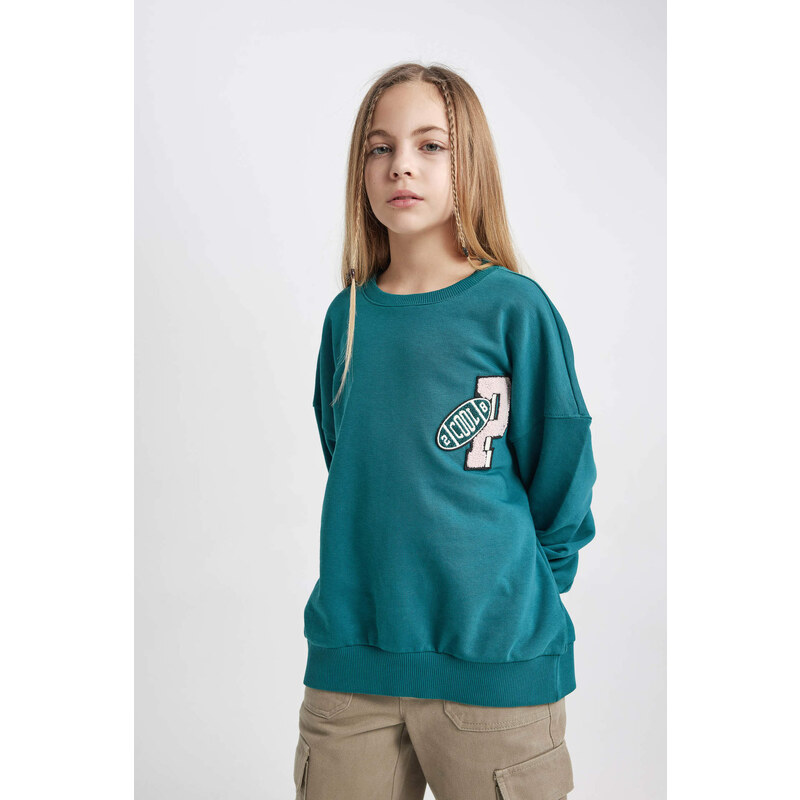 DEFACTO Girl Oversize Fit Crew Neck Sweatshirt