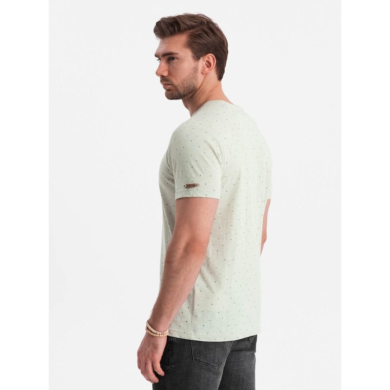 Ombre Clothing Světle zelené tričko s barevnými písmeny V5 TSFP-0185