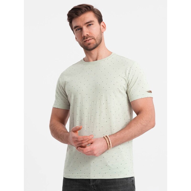 Ombre Clothing Světle zelené tričko s barevnými písmeny V5 TSFP-0185