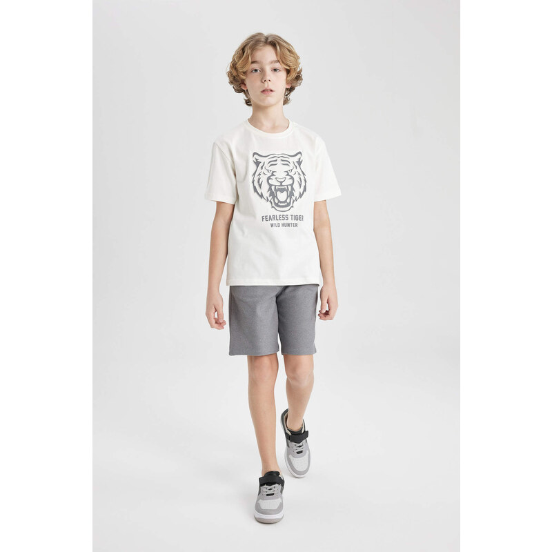 DEFACTO Boy Printed Short Sleeve T-Shirt Shorts 2 Piece Set