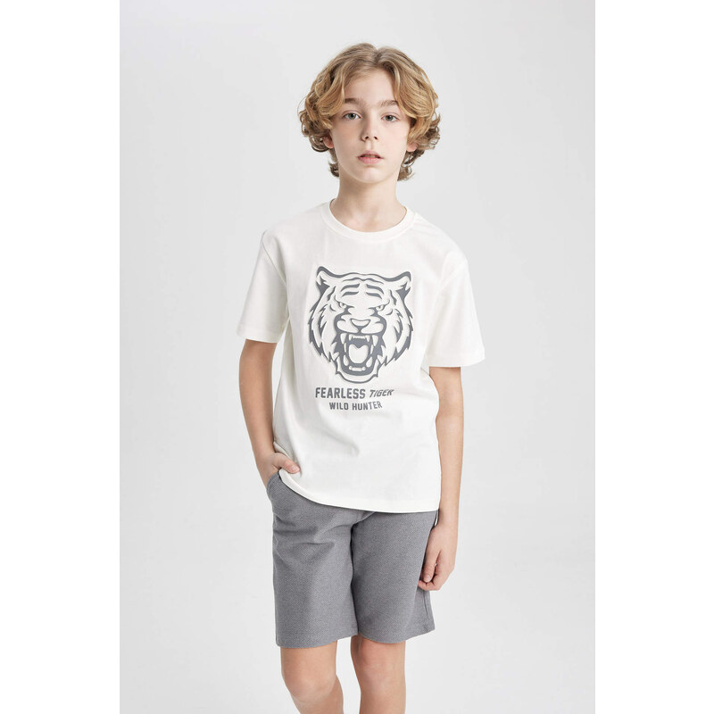 DEFACTO Boy Printed Short Sleeve T-Shirt Shorts 2 Piece Set