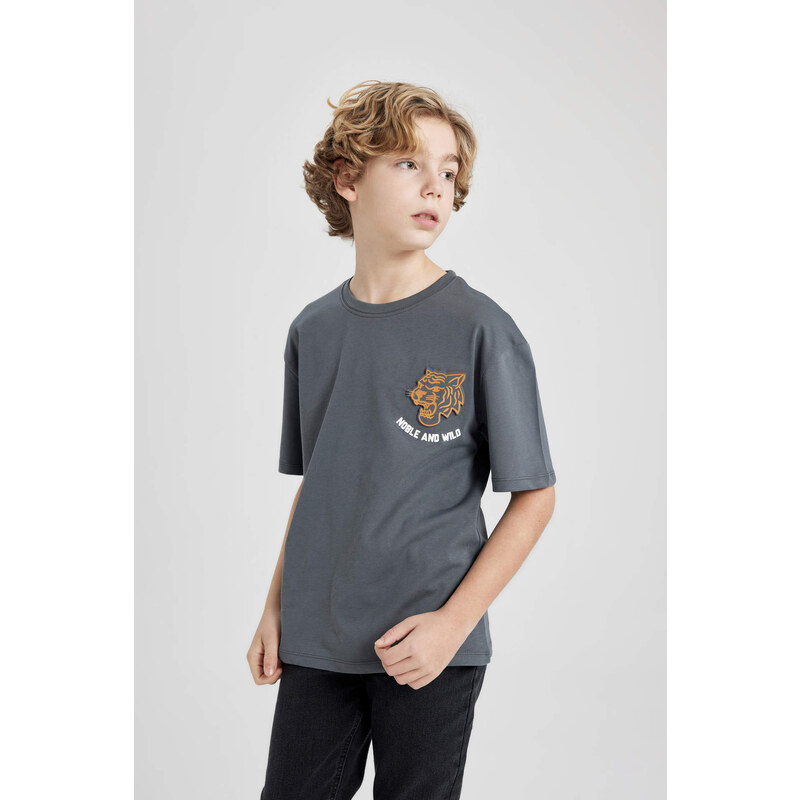 DEFACTO Boy Oversize Fit Printed Short Sleeve T-Shirt