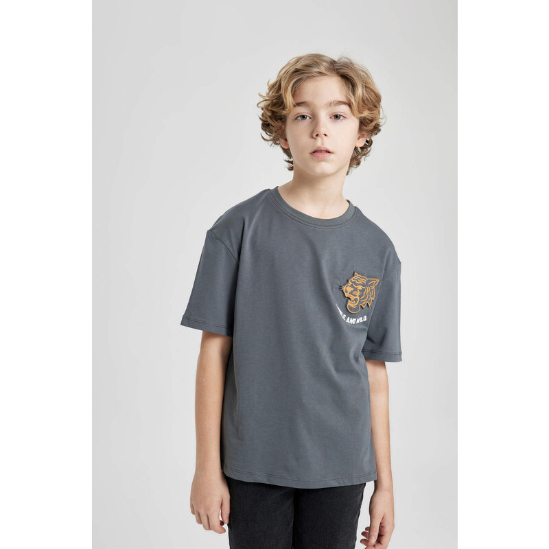 DEFACTO Boy Oversize Fit Printed Short Sleeve T-Shirt