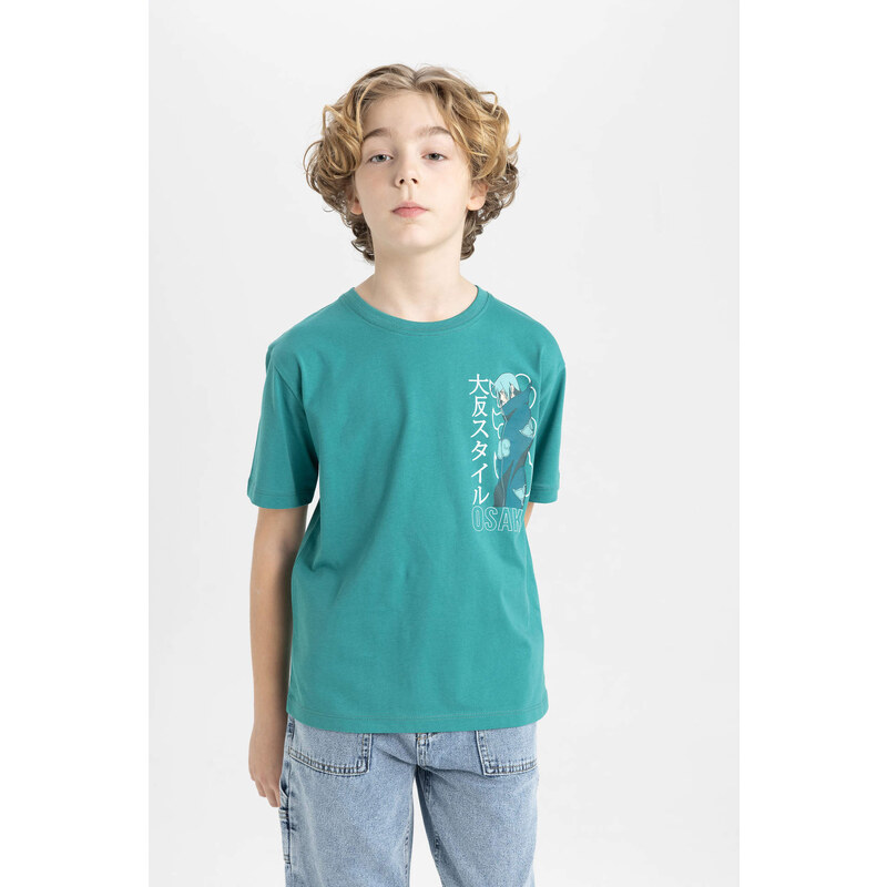 DEFACTO Boy Crew Neck Printed Short Sleeve T-Shirt