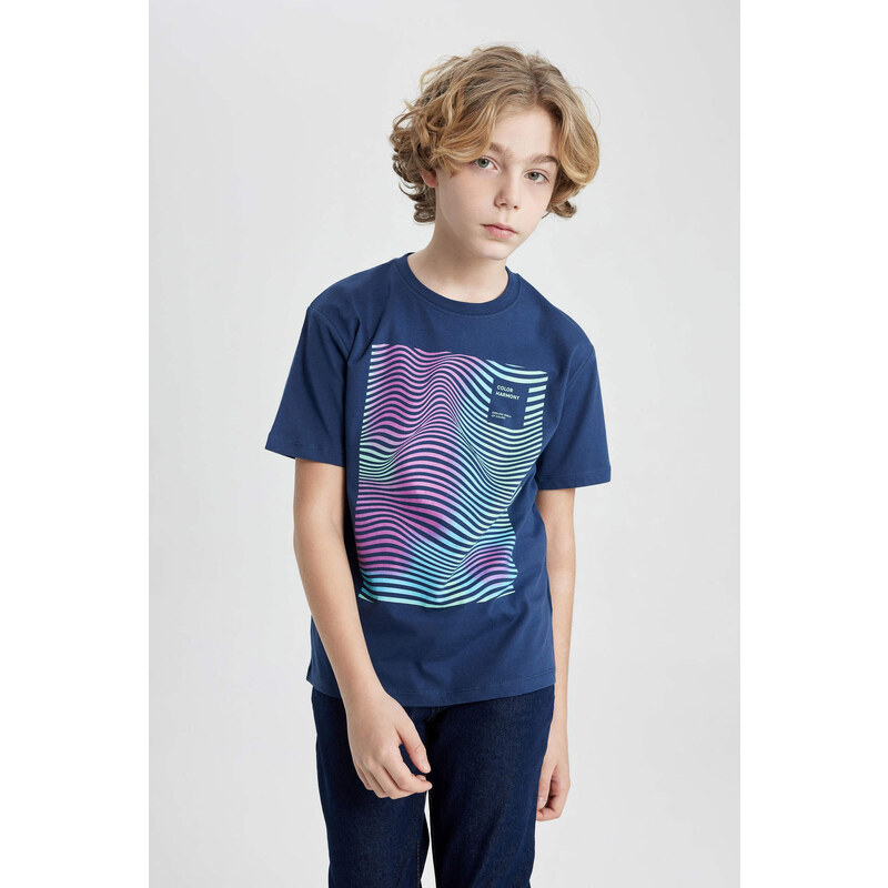 DEFACTO Boy Regular Fit Crew Neck Printed Short Sleeve T-Shirt