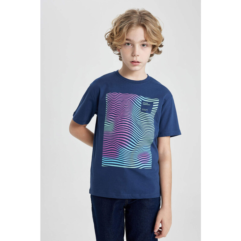 DEFACTO Boy Regular Fit Crew Neck Printed Short Sleeve T-Shirt