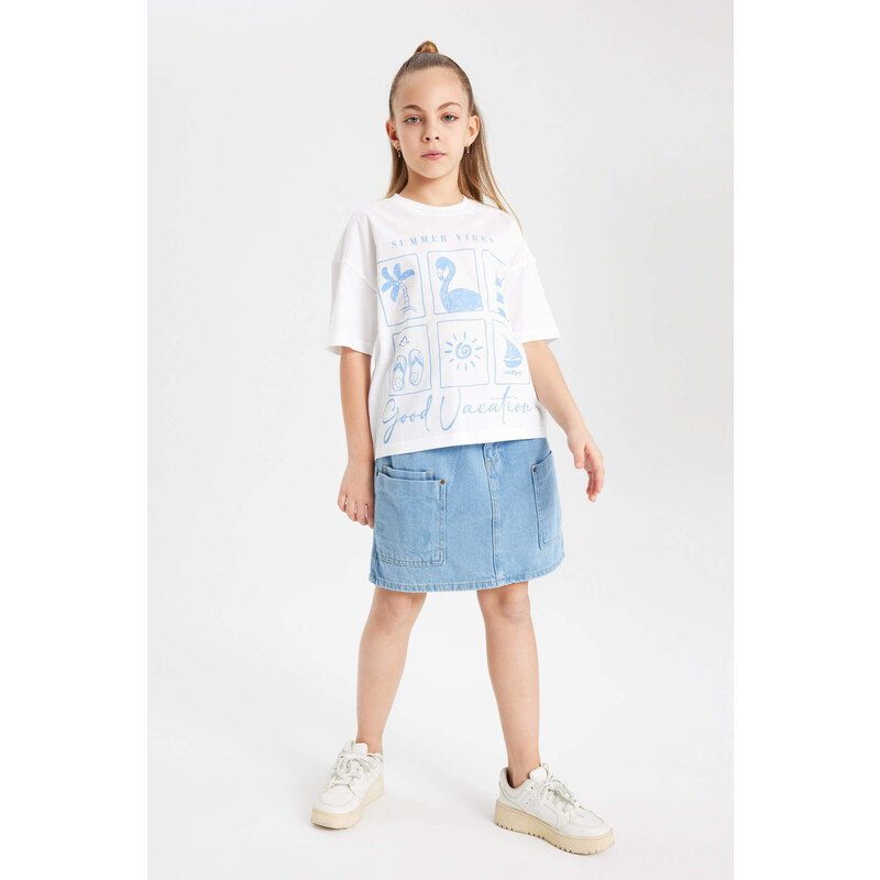 DEFACTO Girl Oversize Fit Short Sleeve T-Shirt