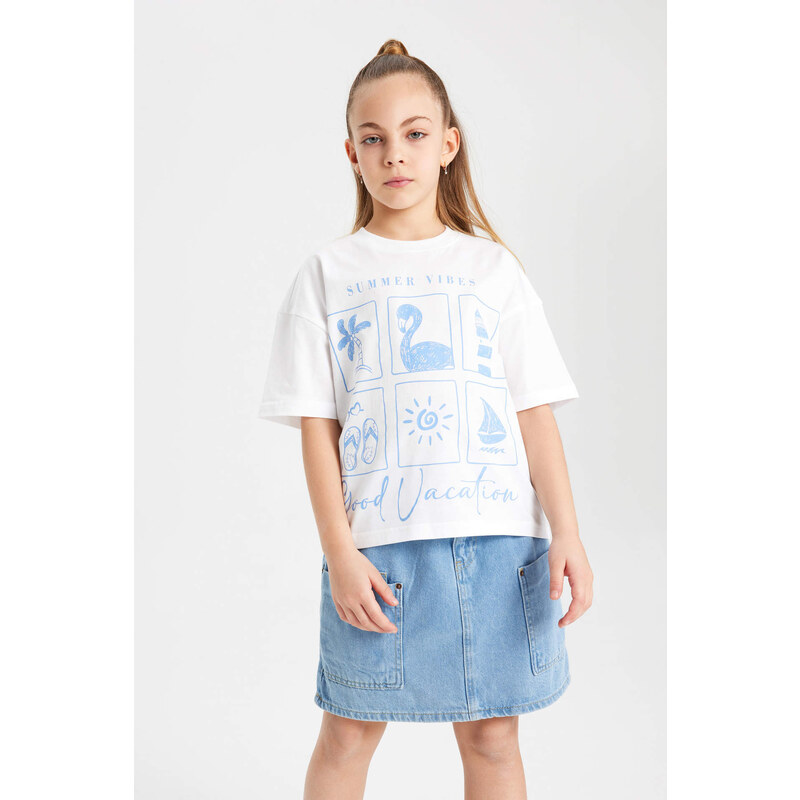 DEFACTO Girl Oversize Fit Short Sleeve T-Shirt