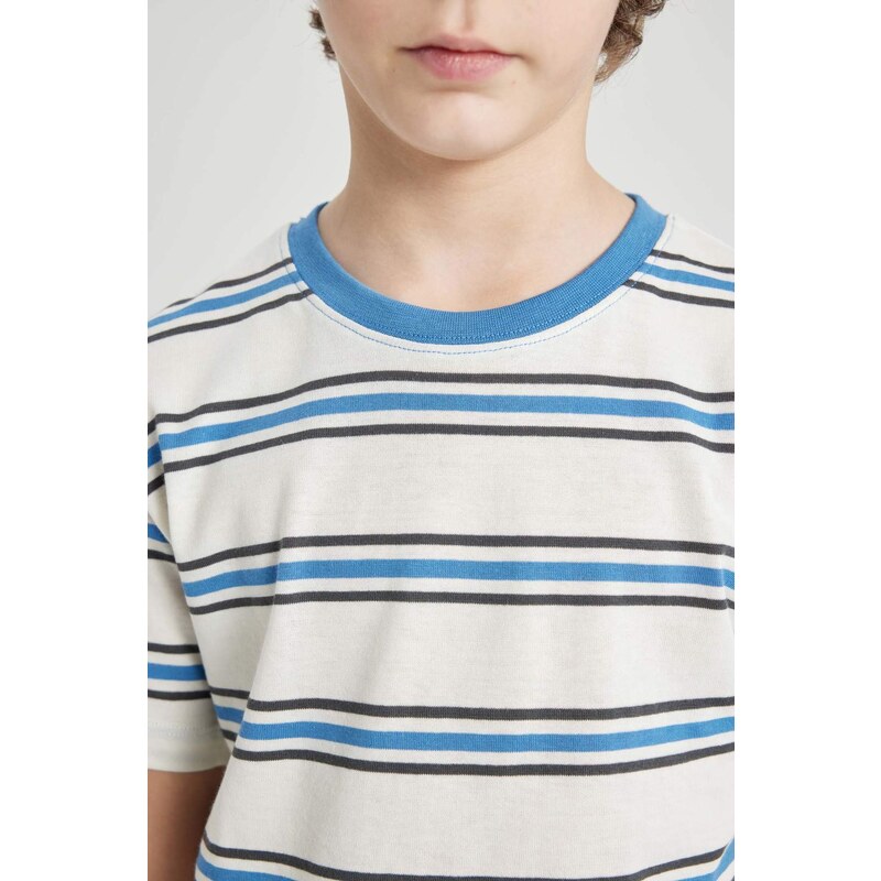 DEFACTO Boy Regular Fit Crew Neck Striped Short Sleeve T-Shirt