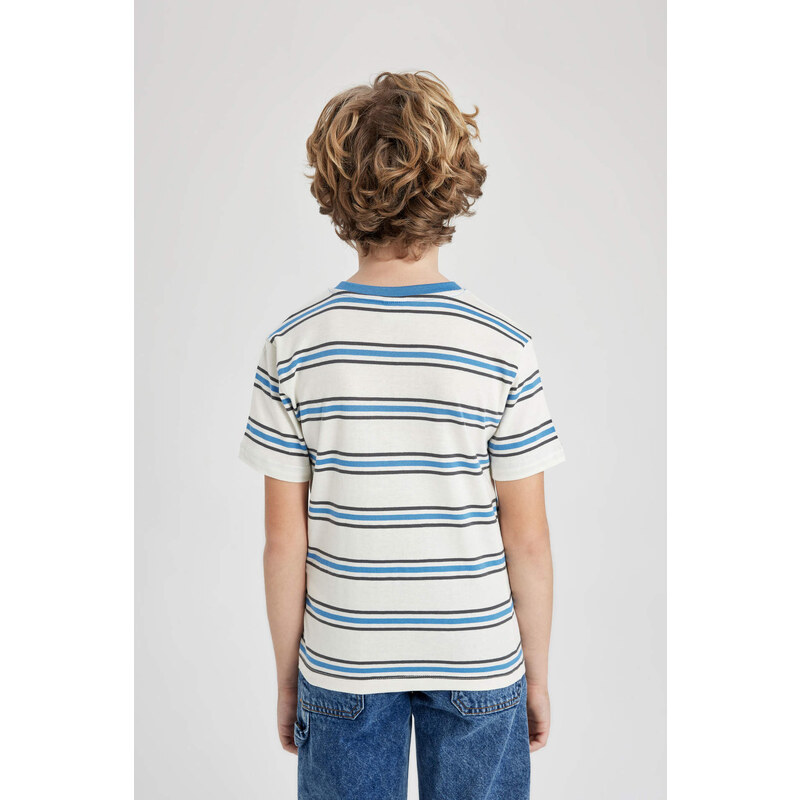 DEFACTO Boy Regular Fit Crew Neck Striped Short Sleeve T-Shirt