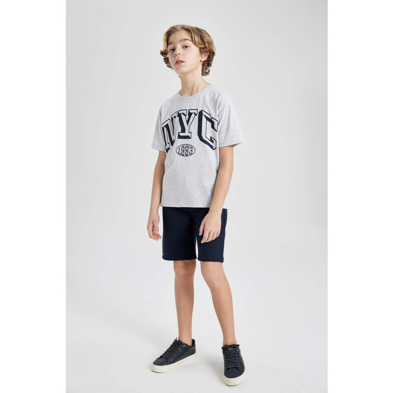 DEFACTO Boy Printed Short Sleeve T-Shirt Shorts 2 Piece Set