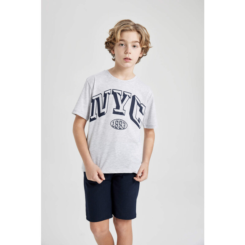 DEFACTO Boy Printed Short Sleeve T-Shirt Shorts 2 Piece Set