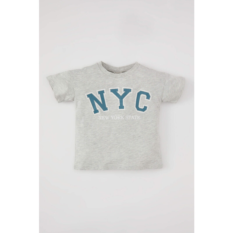 DEFACTO Baby Boy Crew Neck Printed Short Sleeve T-Shirt