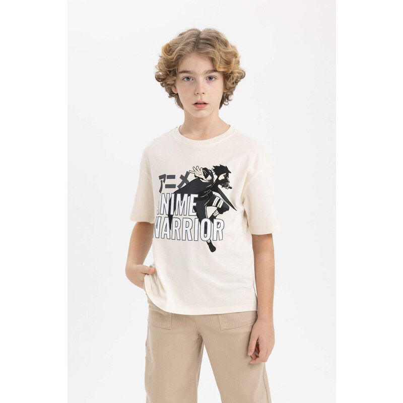 DEFACTO Boy Oversize Fit Crew Neck Printed T-Shirt