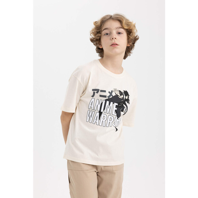 DEFACTO Boy Oversize Fit Crew Neck Printed T-Shirt