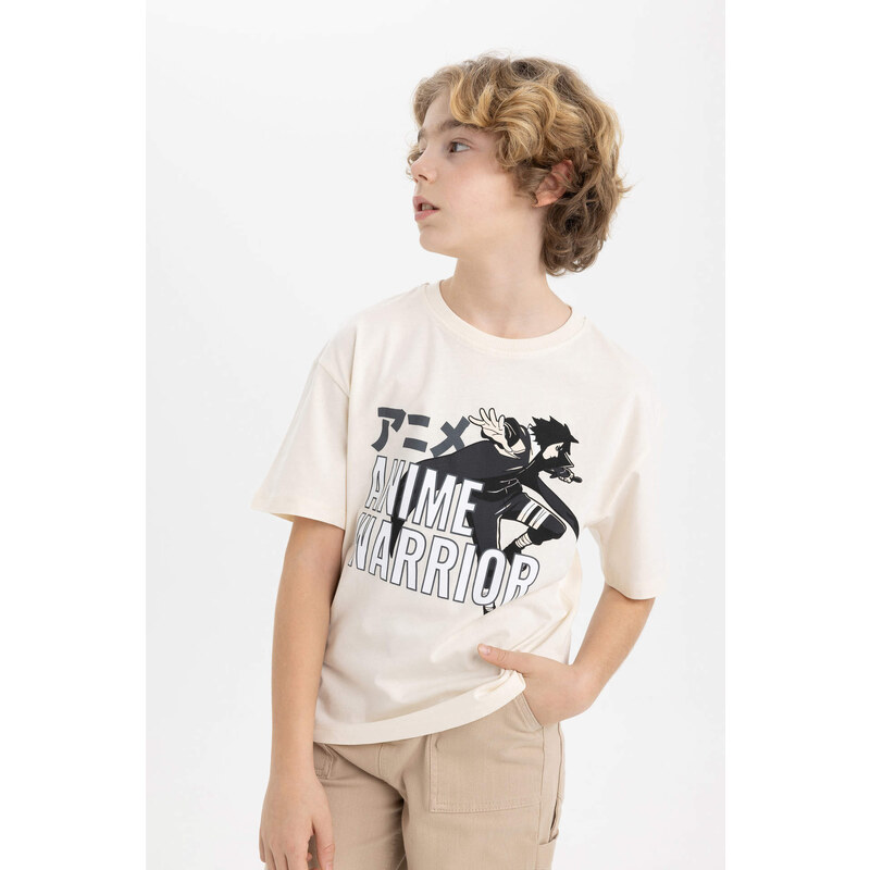 DEFACTO Boy Oversize Fit Crew Neck Printed T-Shirt