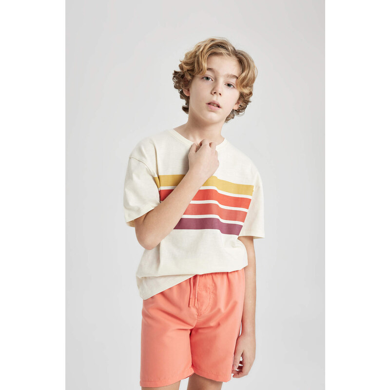 DEFACTO Boy Oversize Fit Crew Neck Striped T-Shirt