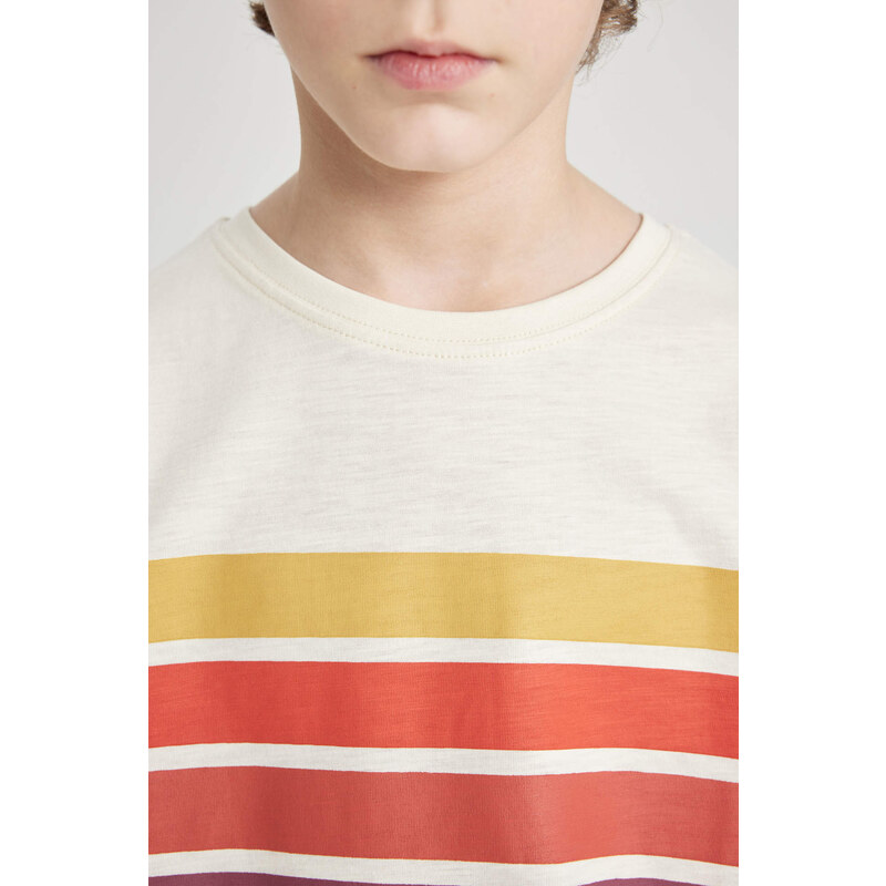 DEFACTO Boy Oversize Fit Crew Neck Striped T-Shirt