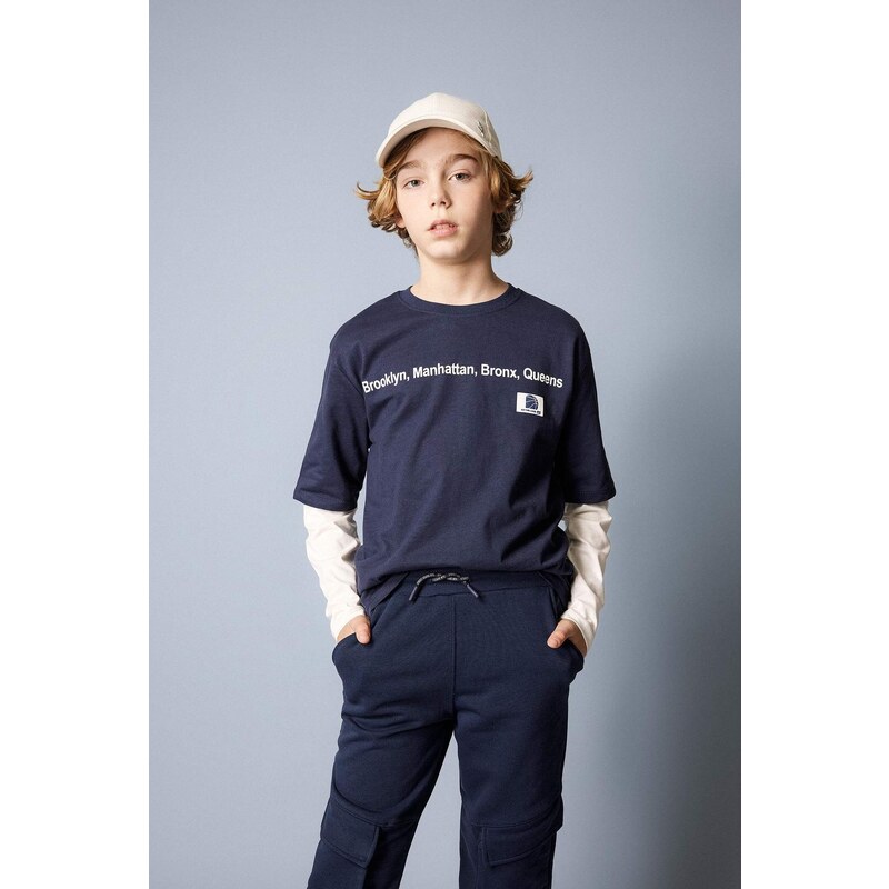 DEFACTO Boy Regular Fit Crew Neck Cotton Printed T-Shirt