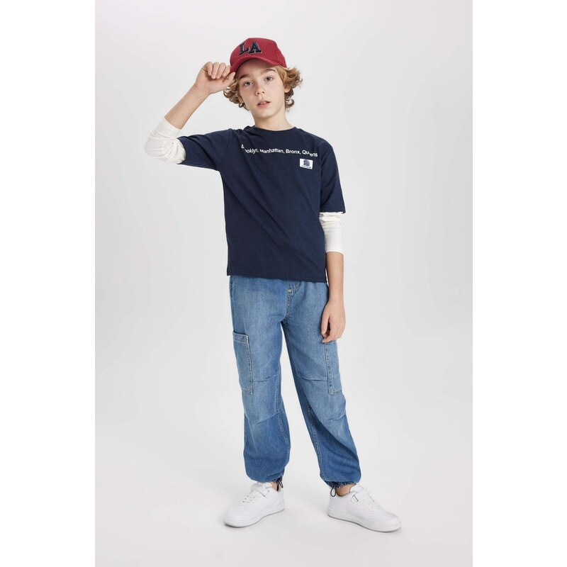 DEFACTO Boy Regular Fit Crew Neck Cotton Printed T-Shirt