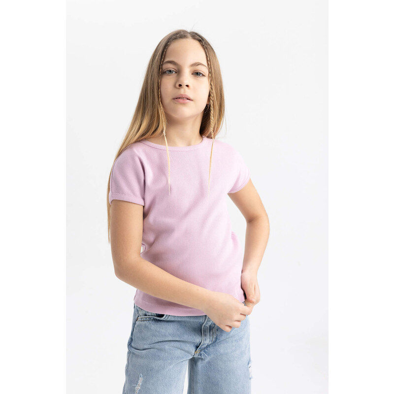 DEFACTO Girl Slim Fit Crew Neck Basic Ribbed Camisole T-Shirt