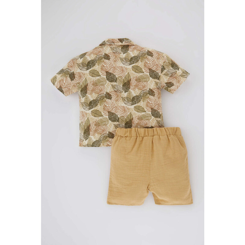 DEFACTO Baby Boy Tropical Patterned Shirt and Shorts 2 Piece Set