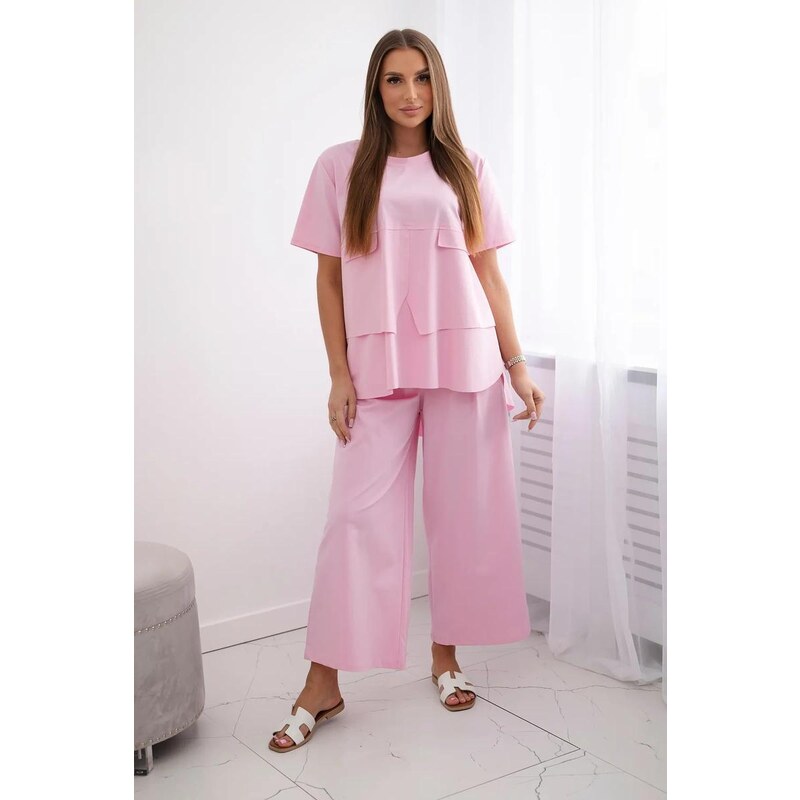 MladaModa Elegantní souprava halenky a širokých kalhot model