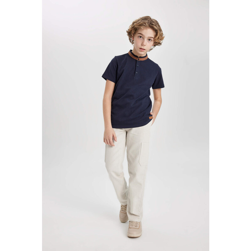 DEFACTO Boy High Collar Short Sleeve Polo T-Shirt