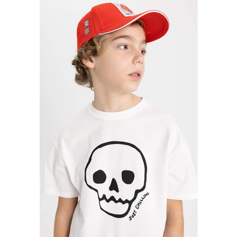 DEFACTO Boy Oversize Fit Crew Neck Embroidered T-Shirt