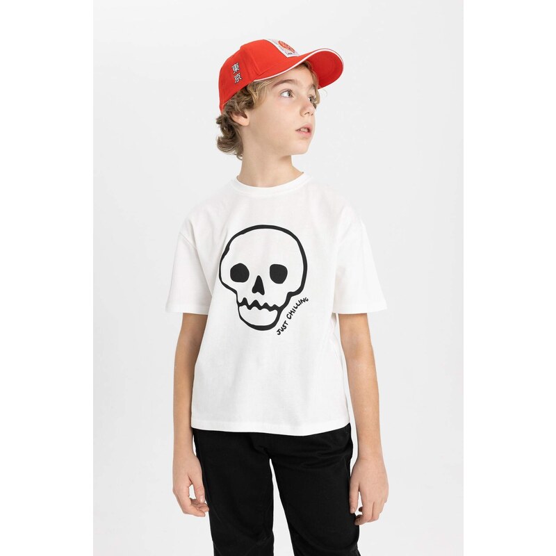 DEFACTO Boy Oversize Fit Crew Neck Embroidered T-Shirt