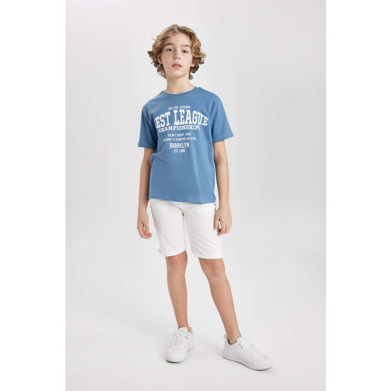 DEFACTO Boy Crew Neck Printed Short Sleeve T-Shirt