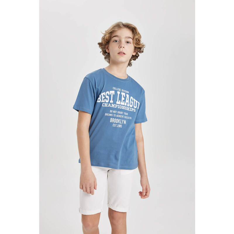 DEFACTO Boy Crew Neck Printed Short Sleeve T-Shirt