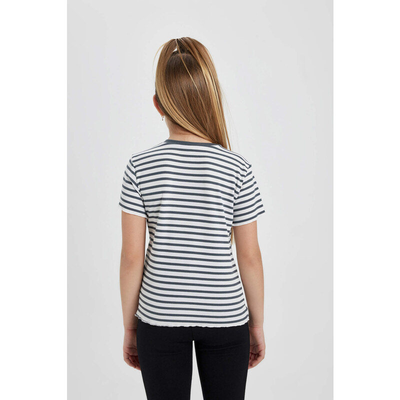 DEFACTO Girl Slim Fit Striped Ribbed Camisole T-Shirt