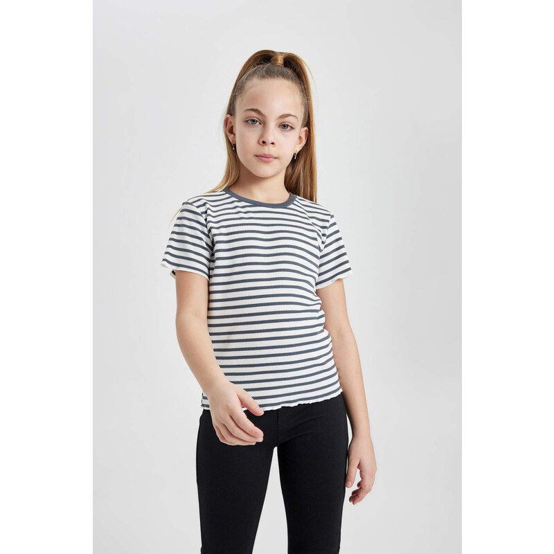 DEFACTO Girl Slim Fit Striped Ribbed Camisole T-Shirt