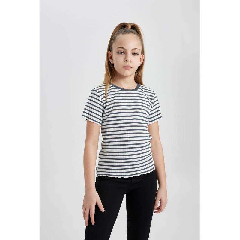 DEFACTO Girl Slim Fit Striped Ribbed Camisole T-Shirt