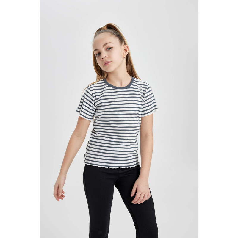 DEFACTO Girl Slim Fit Striped Ribbed Camisole T-Shirt